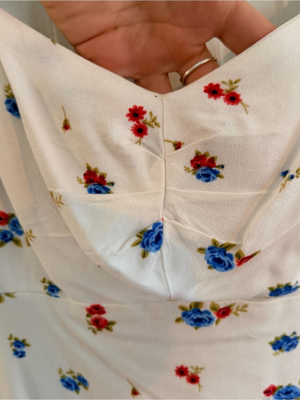 Old Navy White Floral Neck Sundress with Red & Blue Flowers - Picture 2 of 4